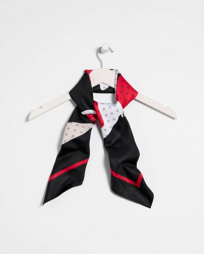 Chicos Polka Dot Floral Square Scarf - BLACK Chicos Polka Dot Floral Square Scarf - BLACK