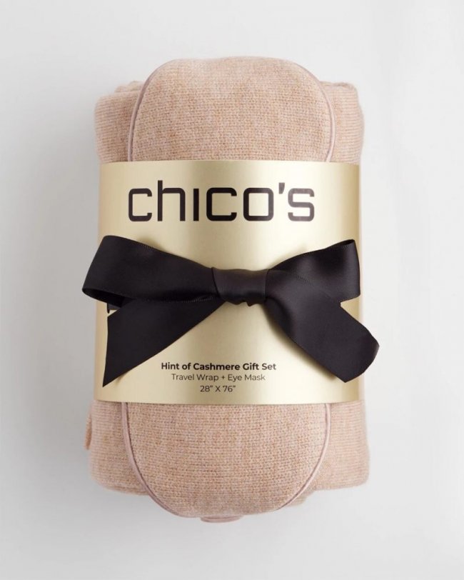 Chicos Wrap & Eye Mask Travel Set - TAN