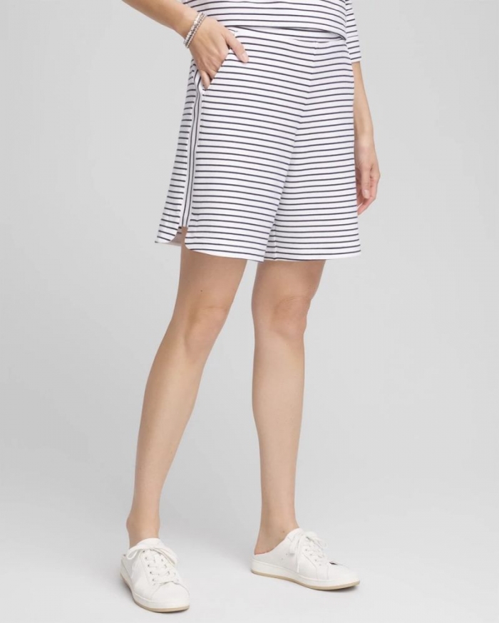 Chicos Zenergy® French Terry Striped Shorts - PASSPORT BLUE