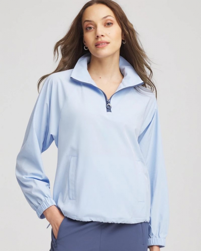 Chicos Zenergy® UPF Half-Zip Mockneck Top - DELPHINIUM BLUE