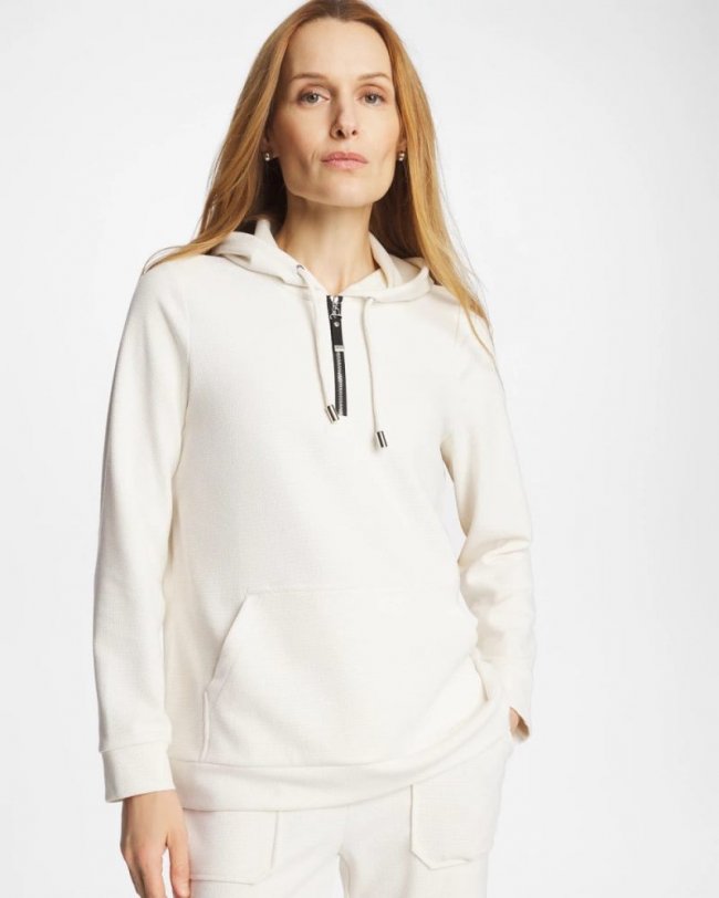 Chicos Zenergy® Soft Waffle Hooded Top - CREAM
