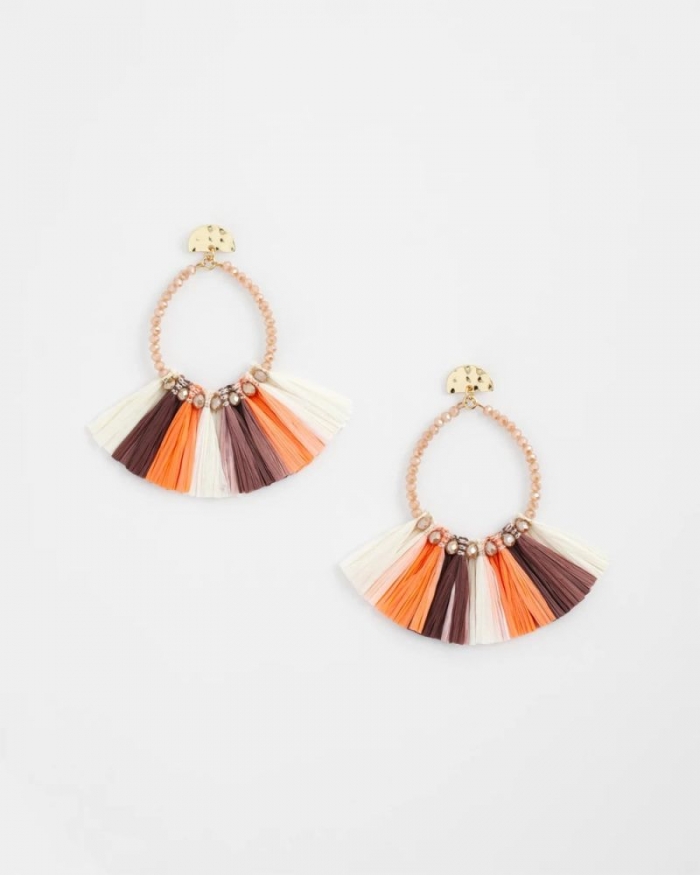 Chicos No Droop® Raffia Seed Bead Earrings - SUNSET PEACH