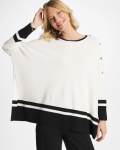 Chicos Button Detail Poncho - ECRU