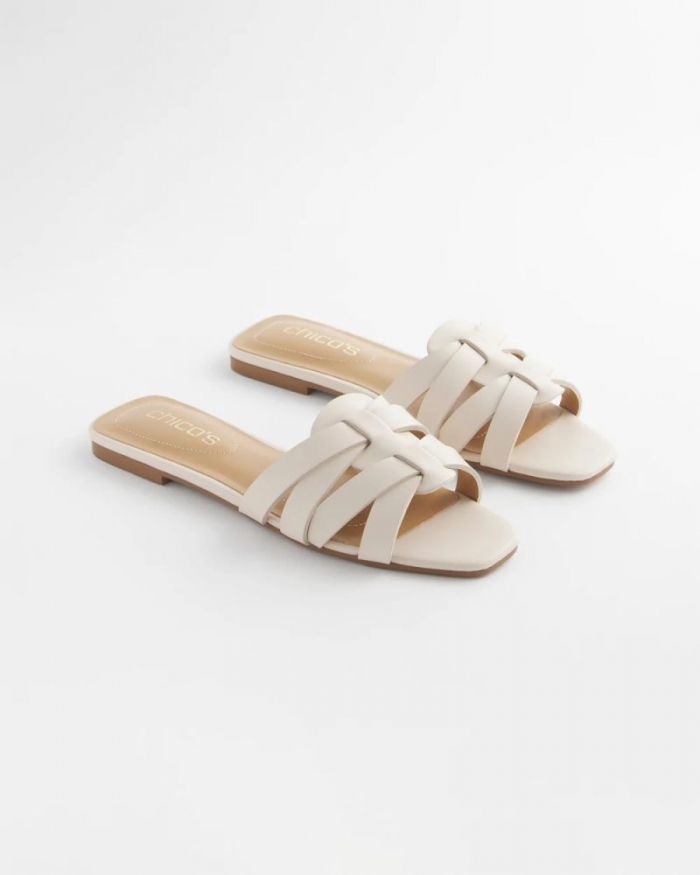 Chicos Cassidy Cross-Strap Slide Sandals - BONE