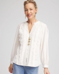 Chicos Split-neck Lace Trim Blouse - ECRU Chicos Split-neck Lace Trim Blouse - ECRU