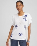 Chicos Ocean Motif Pullover Sweater - BLUE CASA
