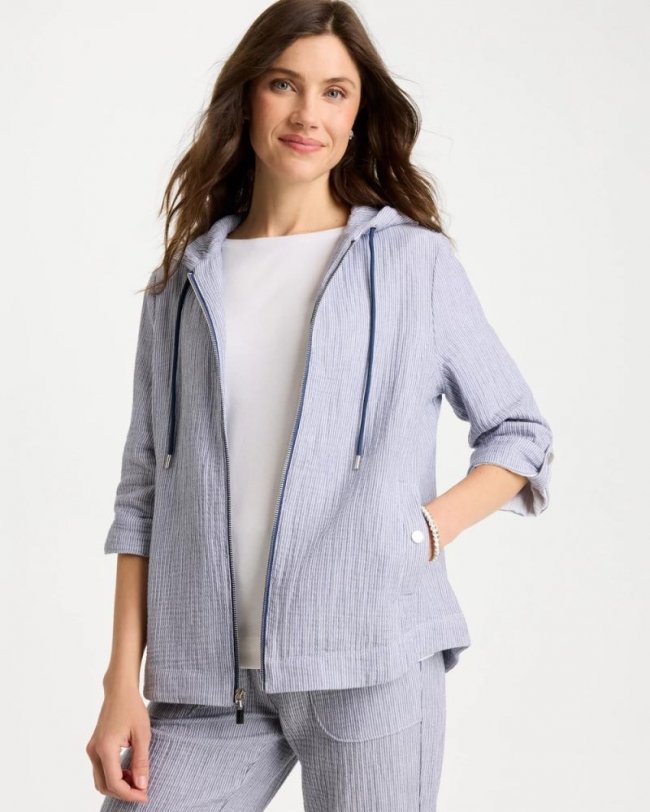 Chicos Zenergy® Striped Gauze Jacket - BLUE