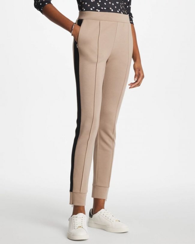 Chicos Zenergy® Double-Knit Contrast Ankle Pants - STUDIO TAUPE