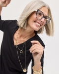 Chicos Cotton Stretch 3/4 Sleeve Tee - BLACK
