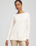 Chicos Button Tunic Sweater - ENGLISH CREAM
