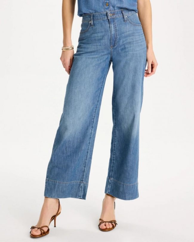 Chicos Lightweight Wide-Leg Ankle Jeans - LAKE COMO WASH