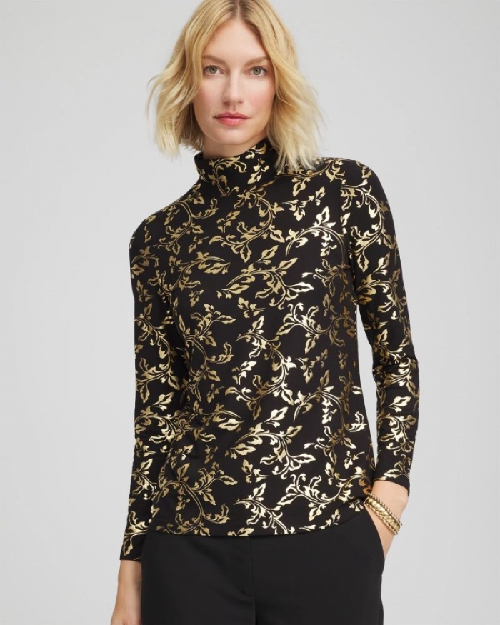 Chicos Touch of Cool™ Mockneck Layering Tee - BLACK