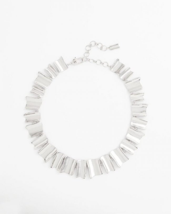 Chicos Silver Wave Collar Necklace - SILVER