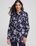 Chicos No Iron Rope Print Tunic - PASSPORT BLUE Chicos No Iron Rope Print Tunic - PASSPORT BLUE