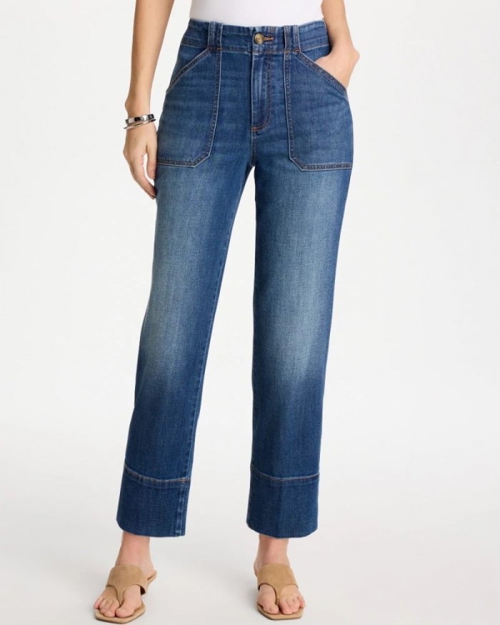 Chicos Straight Utility Crop Jean - SUKI INDIGO