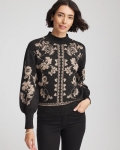 Chicos Bryne Jacquard Mockneck Pullover - BLACK