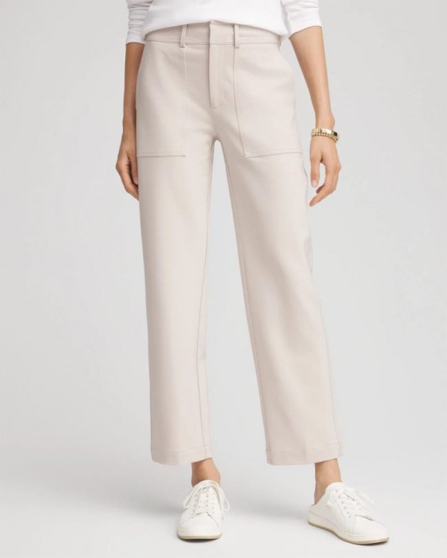 Chicos Bi-Stretch Straight Ankle Pants - SMOKEY TAUPE