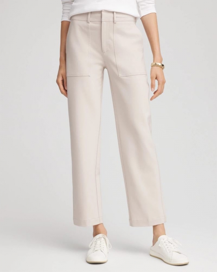 Chicos Bi-Stretch Straight Ankle Pants - SMOKEY TAUPE