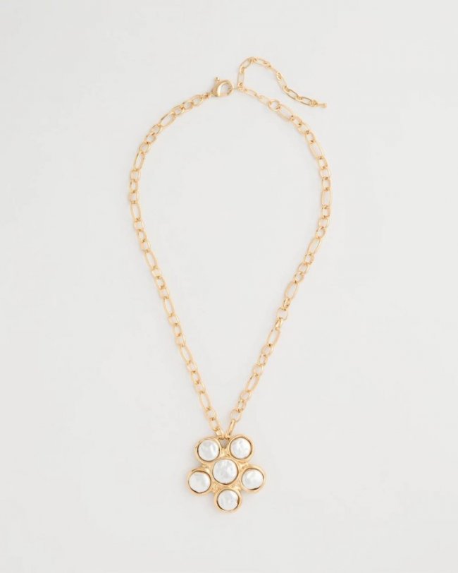 Chicos Siren Faux Pearl Pendant Necklace - PEARL