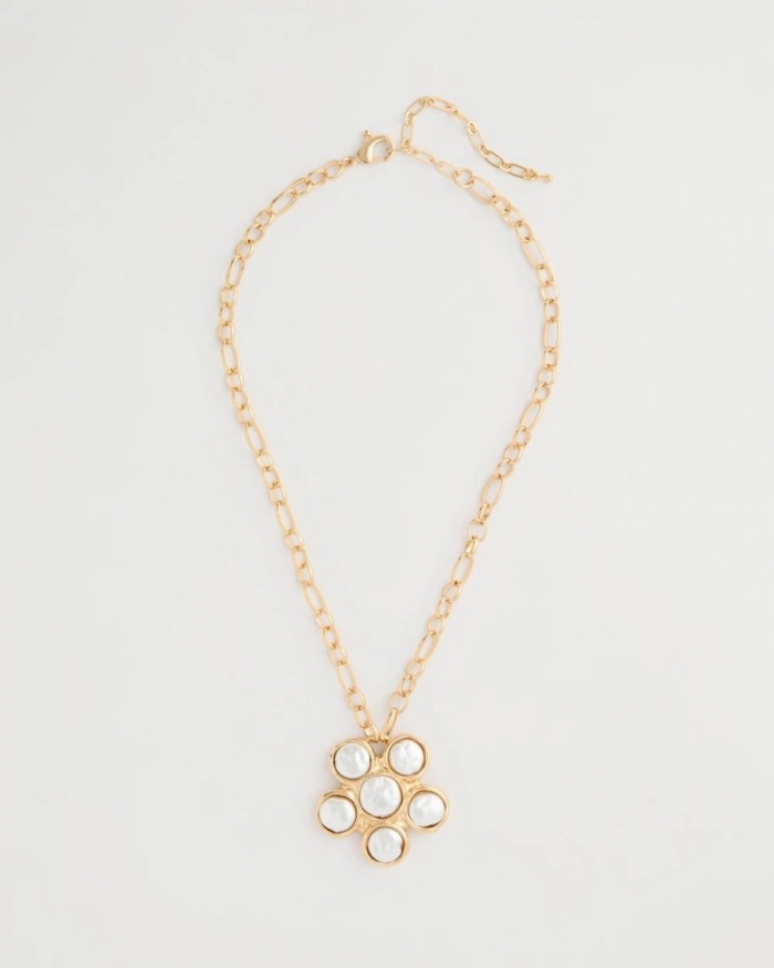 Chicos Siren Faux Pearl Pendant Necklace - PEARL