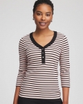 Chicos Zenergy® Ribbed Striped Henley Tee - ROSE SMOKE