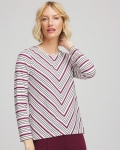 Chicos Zenergy® Soft Brushed Striped Top - DEEP CHIANTI