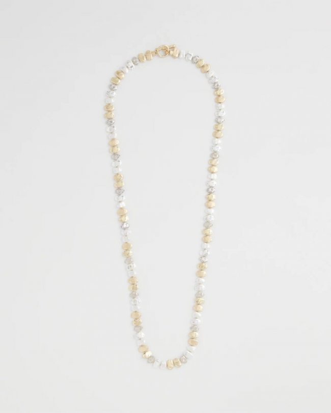 Chicos Mixed Metal Long Single Strand Necklace - MIXED METALS