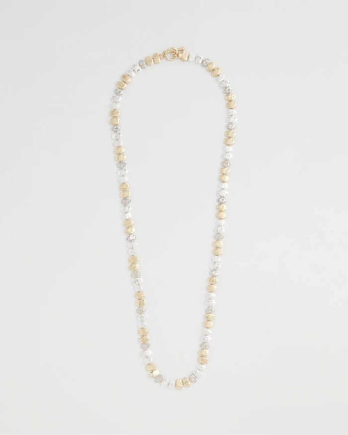 Chicos Mixed Metal Long Single Strand Necklace - MIXED METALS
