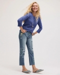 Chicos Floral Patchwork Girlfriend Crop Jeans - AQUAMARINE INDIGO