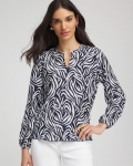 Chicos Zebra Waves Crinkle Top - PASSPORT BLUE