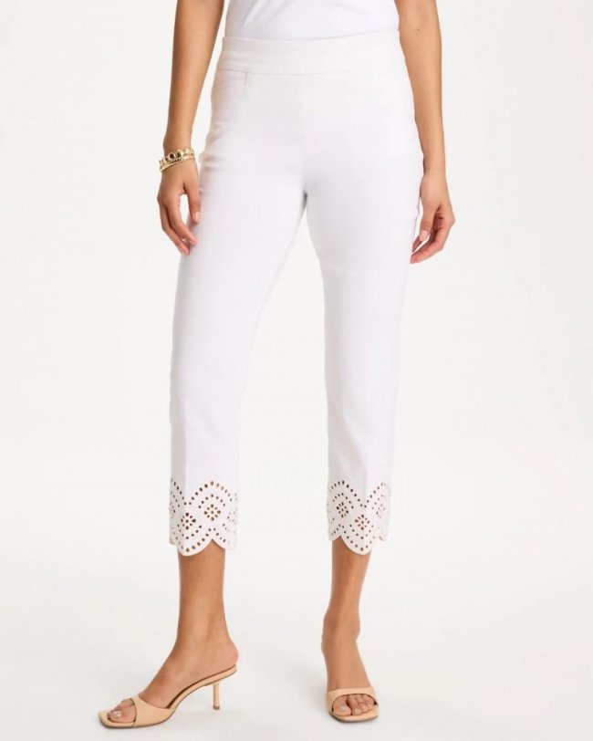Chicos Brigitte™ Slim Scalloped Ankle Pants - ALABASTER