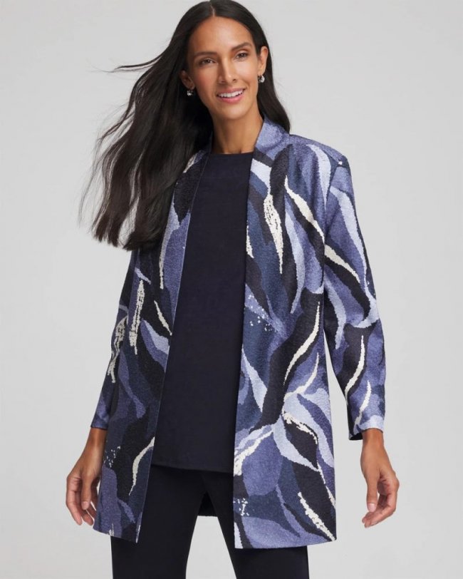 Chicos Travelers™ Wave Reversible Crushed Jacket - TRAVELERS INDIA INK