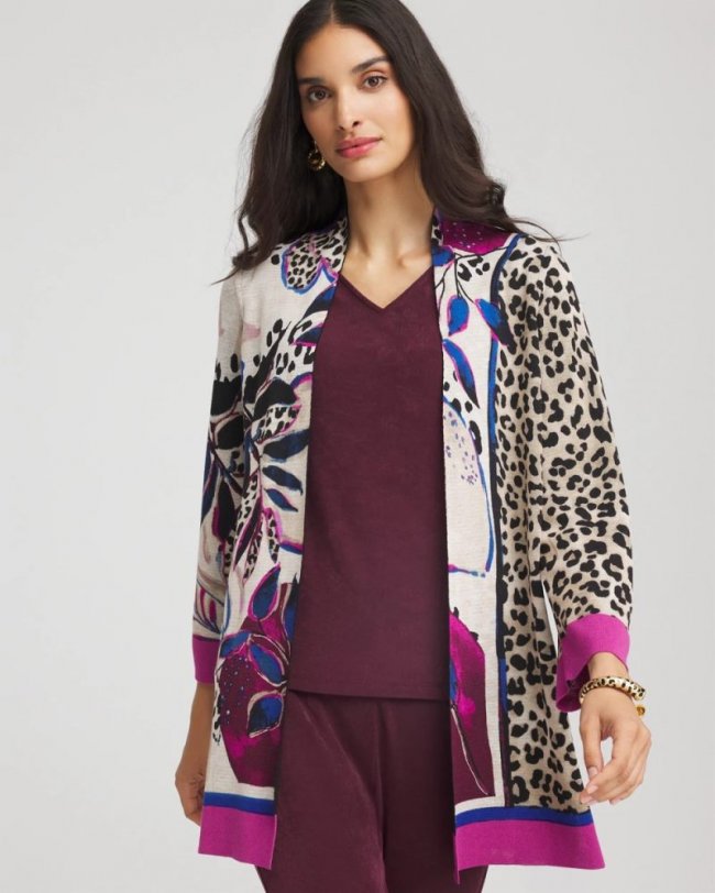 Chicos Travelers™ Collection Artisanal Cardigan - BLACKENED BURGUNDY