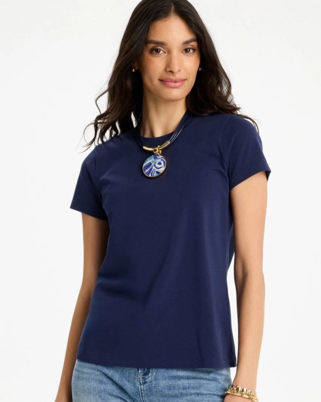 Chicos Perfect Crewneck Tee - PASSPORT BLUE