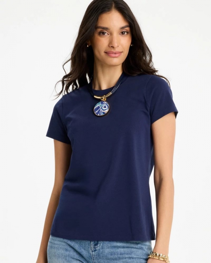 Chicos Perfect Crewneck Tee - PASSPORT BLUE