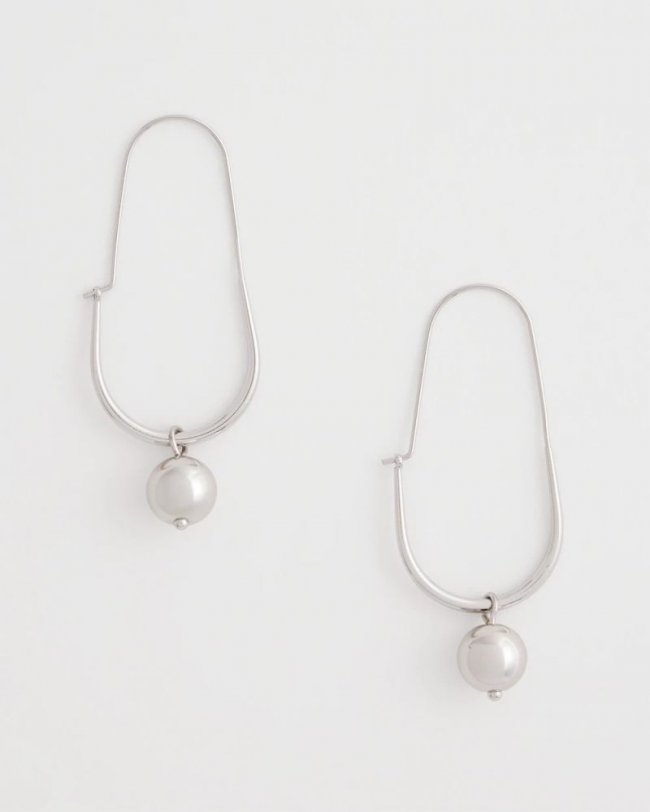 Chicos Silver Bead Threader Earrings - SILVER