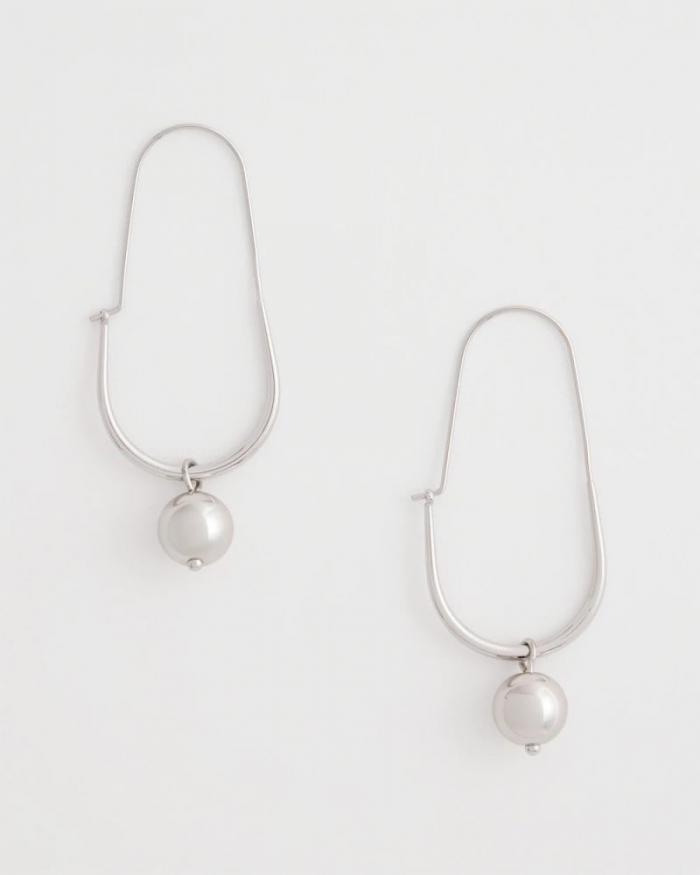 Chicos Silver Bead Threader Earrings - SILVER