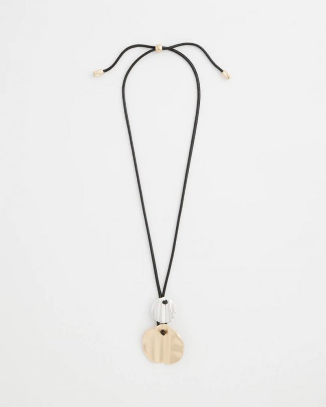 Chicos Crinkle Mixed Metal Pendant - MIXED METALS