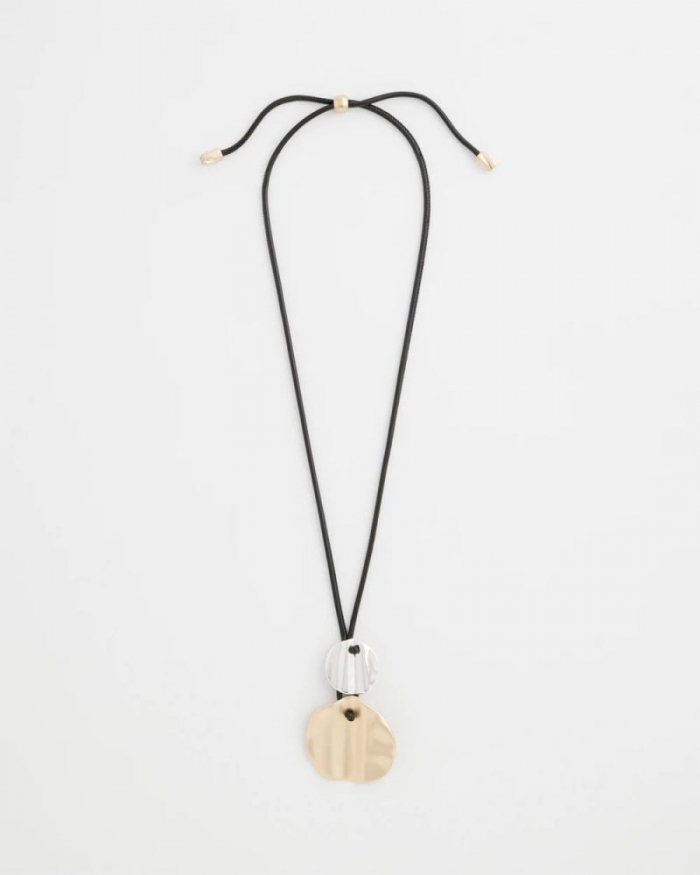 Chicos Crinkle Mixed Metal Pendant - MIXED METALS