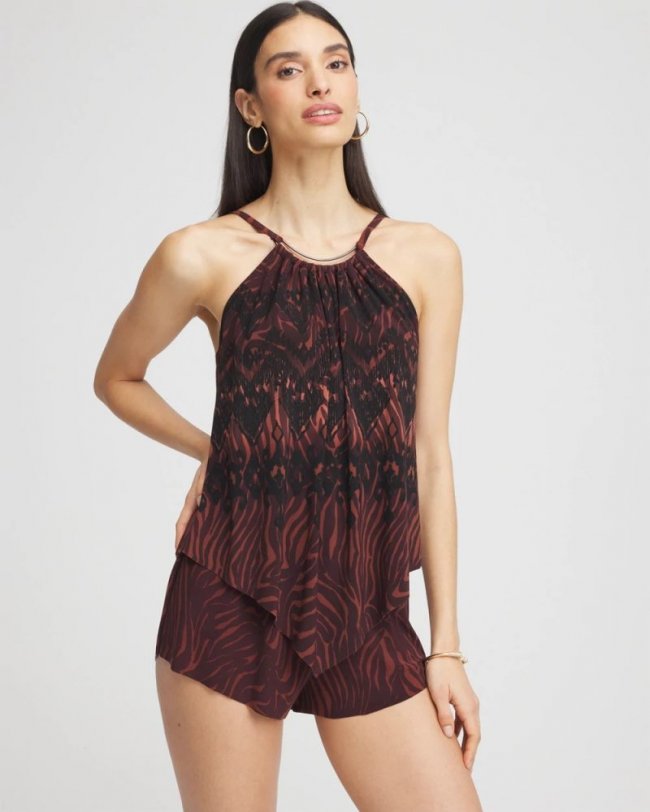Chicos Magicsuit® Goldie Zabra Romper - MULTI BROWN