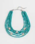 Chicos Turquoise Multistrand Bib Necklace - TURQUOISE