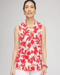 Chicos Floral Sleeveless V-Neck Tunic - GLISTENING SAND