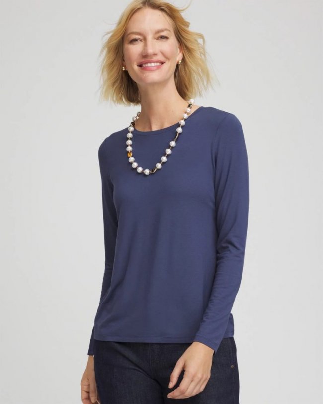 Chicos Touch of Cool™ Layering Tee - INDIGO SKY