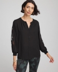 Chicos Crepe Banded Collar Blouse - BLACK Chicos Crepe Banded Collar Blouse - BLACK