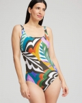 Chicos Gottex Print Square Neck One Piece Swimsuit - MULTI Chicos Gottex Print Square Neck One Piece Swimsuit - MULTI