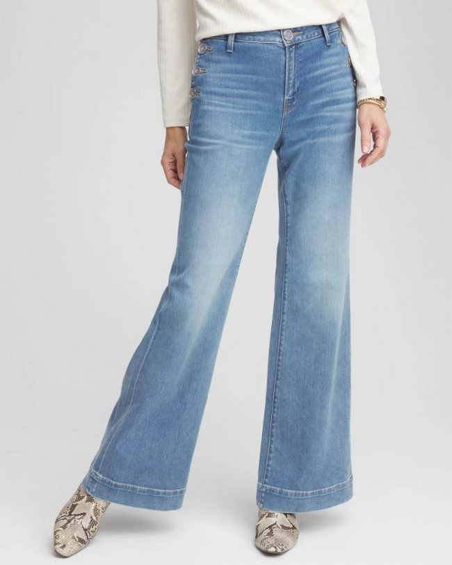 Chicos Super-Soft Flare Jeans - SILVER LAKE INDIGO