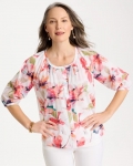 Chicos Cotton Voile Croix Collage Blouse - CALYPSO CORAL Chicos Cotton Voile Croix Collage Blouse - CALYPSO CORAL