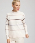 Chicos Sequined Stripe Pullover Sweater - ENGLISH CREAM