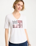 Chicos Americana Tee - ALABASTER