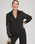 Chicos Long Sleeve Burnout Camp Shirt - BLACK Chicos Long Sleeve Burnout Camp Shirt - BLACK